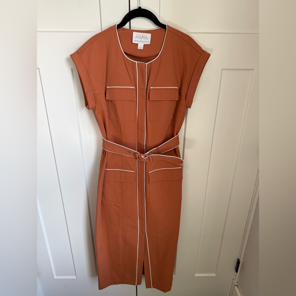 Anthropologie Mare Mare utility cap sleeve midi shirt dress, size S. Like new. - Picture 4 of 9
